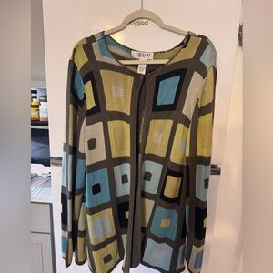 Alfani Women's Geometric Pattern Sweater - Multicolor silk 100%